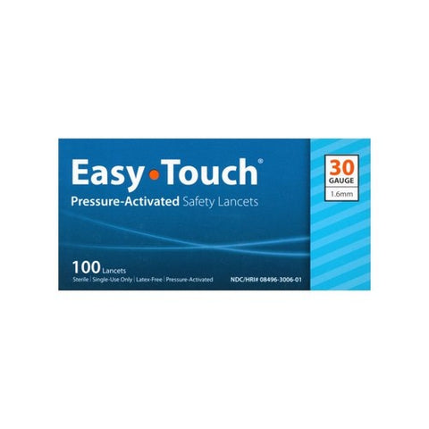 Easy Touch, Pressure-Activated Safety Lancets 30 Gauge 1.6 Mm, 100 Count Easy Touch