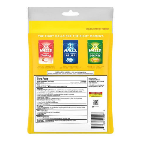 Halls, Cough And Throat Drops Sugar Free Honey Lemon Flavor, 70 Count