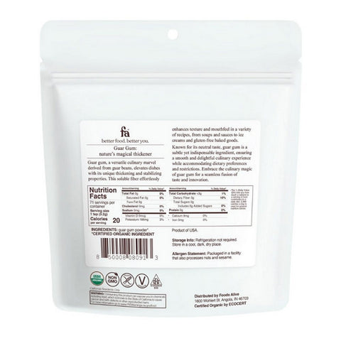 Foods Alive, Organic Guar Gum Powder, 8 Oz