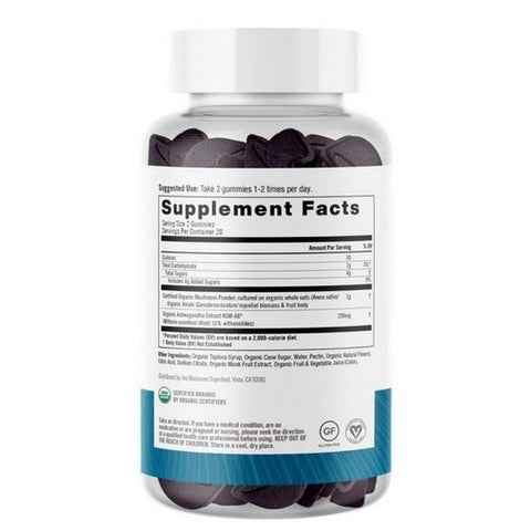 Om Mushrooms, Relax Mushroom Blueberry Gummies, 56 Gummies