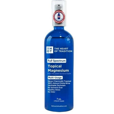 The Heart Of Tradition, Full Spectrum 100% Topical Magnesium in Blue Glass, 7 Oz
