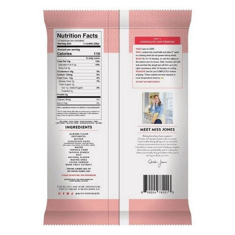 Miss Jones Baking Co, Keto Cookie Dough Chocolate Chip, 11.84  Oz (Case Of 6) Miss Jones Baking Co