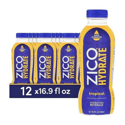 Zico, Hydrate Tropical Hydration Beverage, 16.9 Oz (Case Of 12)