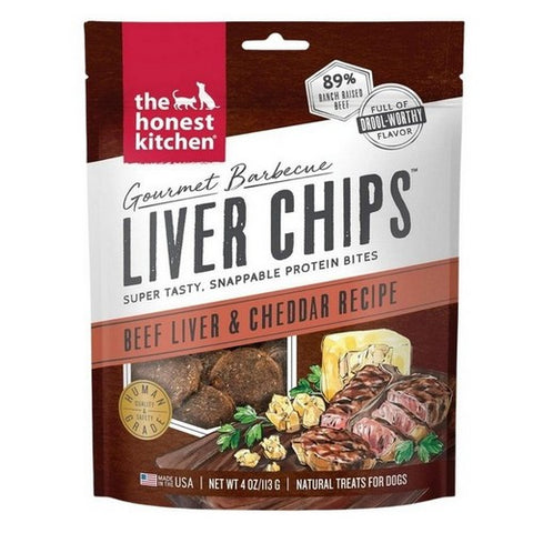 The Honest Kitchen, Gourmet Barbecue Liver Chips Beef Liver And Cheddar Dog Treats, 4 Oz (Case Of 6)