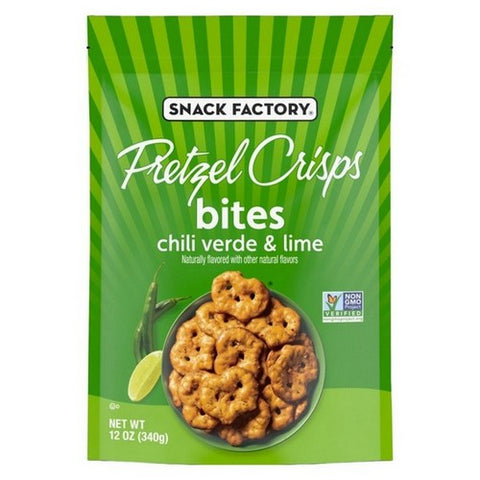 Pretzel Crisps, Snack Factory Bites Chili Verde, 12 Oz (Case Of 12) Pretzel Crisps