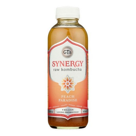 GT's, Synergy Peach Paradise Kombucha, 16 Oz (Case Of 12)