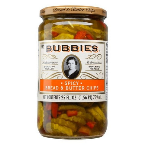 Bubbies, Snacking Pickles Spicy Bread And Butter Chips, 25 Oz (Case Of 6)