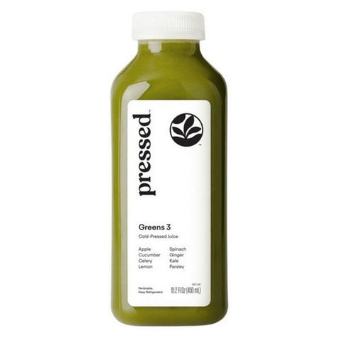 Pressed Juicery, Greens 3 With Ginger Cold Pressed Juice, 12 Oz (Case Of 6)
