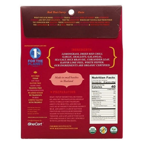 Mike's Organic Foods, Red Thai Curry Paste Small Box, 2.8 Oz (Case Of 6)