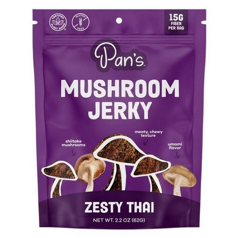 Pan's Mushroom Jerky, Mushroom Jerky Zesty Thai, 2.2 Oz (Case Of 6)