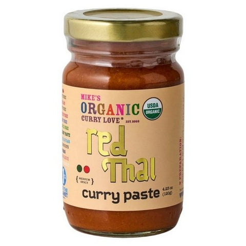 Mike's Organic Foods, Curry Paste Red Thai Mild Spicy Glass Jar, 4.23 Oz (Case Of 6)