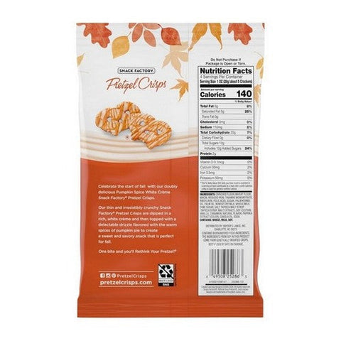 Pretzel Crisps, Pumpkin Spice White Crème, 4 Oz (Case Of 12) Pretzel Crisps