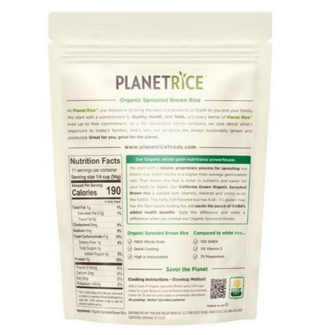 Planet Rice, Organic Sprouted Brown Rice, 22 Oz (Case Of 6)