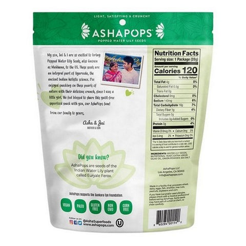 AshaPops, Popped Water Lily Seeds Vegan Cheese, 1 Oz (Case Of 6)