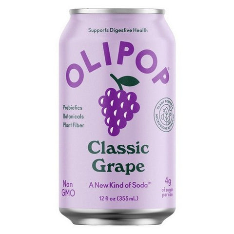 Olipop, Classic Grape Sparkling Tonic Healthy Soda Prebiotic Soft Drink Aids Digestive Health And Immune, 12 Oz (Case Of 12)
