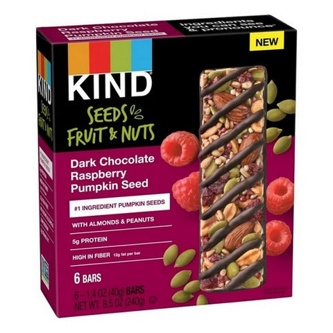 Kind, Seeds Fruit And Nuts Snack Bar Dark Chocolate Raspberry Pumpkin Seed, 1.4 Oz X 6 Count (Case Of 10)