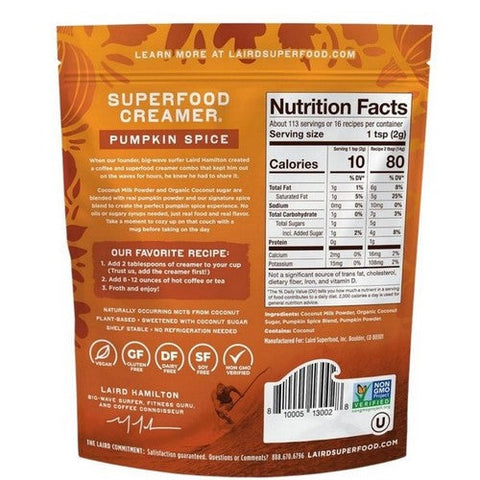 Laird Superfood, Superfood Pumpkin Spice Creamer, 8 Oz (Case Of 6) Laird Superfood