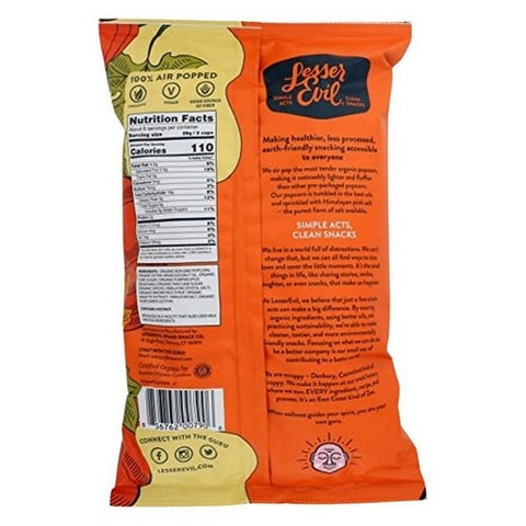 Lesser Evil, Organic Popcorn Pumpkin Spice Bag, 6.4 Oz (Case Of 12) Lesser Evil