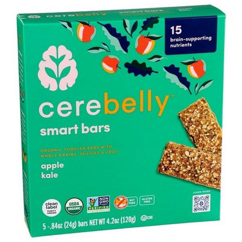 Cerebelly, Organic Apple Kale Smart Bar, 4.2 Oz (Case Of 6) Cerebelly