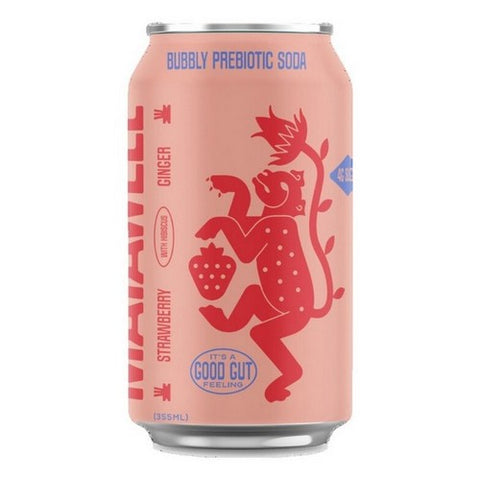 Mayawell, Sparkling Soda Prebiotic With Hibiscus Strawberry Ginger, 12 Oz X 4 Count (Case Of 6)