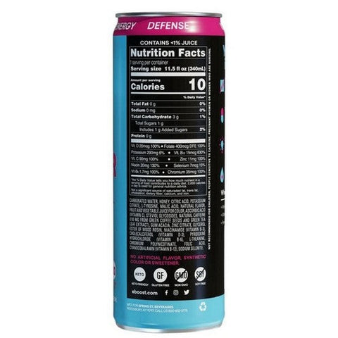 Eboost, Super Fuel Sparkling Blue Raspberry Energy Drink, 11.5 Oz (Case Of 12) Eboost