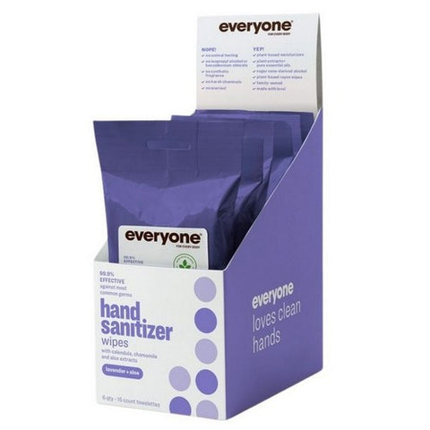Everyone, Hand Sanitizer Wipes Lavender Aloe, 15 Count (Case Of 6)