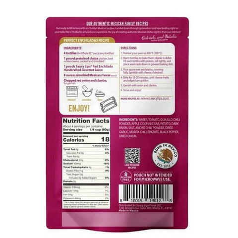 Saucy Lips, Red Enchilada Sauce, 8 Oz (Case Of 6) Saucy Lips