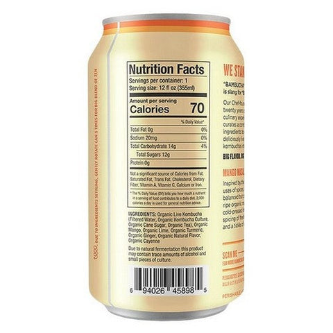 Bambucha Kombucha, Mango Masala Organic Big, 12 Oz (Case Of 12) Bambucha Kombucha