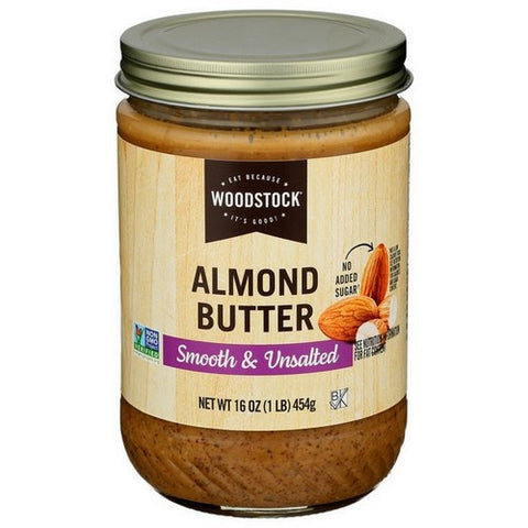Woodstock, Smooth And Unsalted Almond Butter, 16 Oz (Case Of 12)