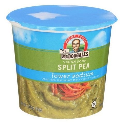 Dr. Mcdougall's, Vegan Split Pea Lower Sodium Soup Cup, 1.9 Oz (Case Of 6)