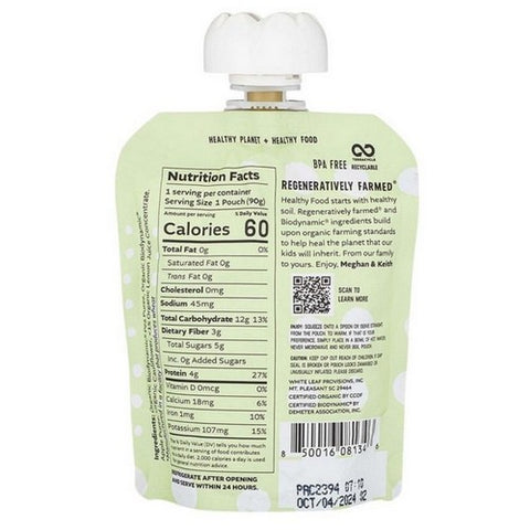 White Leaf Provisions, Organics Elevated Biodynamic Puree, 3.17 Oz (Case Of 6)