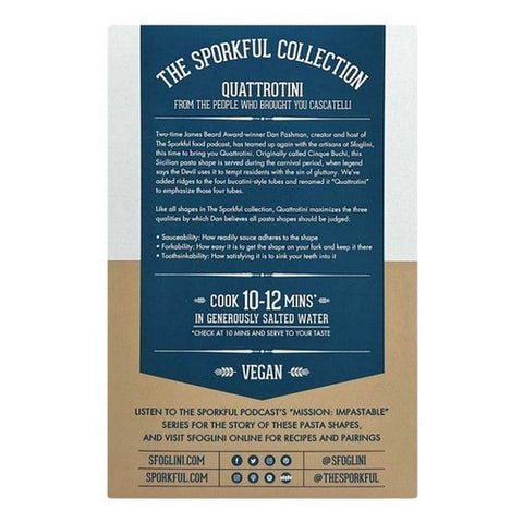 Sfoglini, Sporkful Collection Quattrotini Pasta, 16 Oz (Case Of 6)