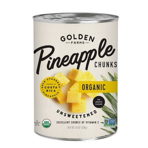 Golden Farms, Organic Pineapple Chunks, 14 Oz (Case Of 12) Golden Farms