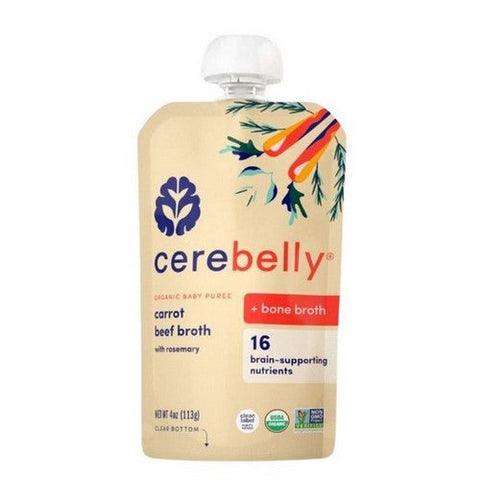 Cerebelly, Baby Puree Carrot Beef Broth, 4 Oz (Case Of 6) Cerebelly