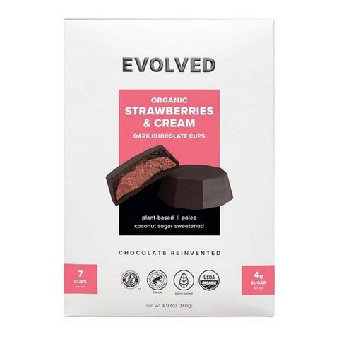 Evolved, Organic Cups Dark Strawberry Cream, 4.93 Oz (Case Of 6)