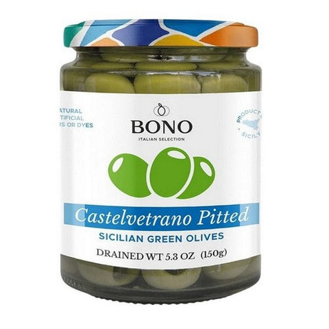 Bono, Castelvetrano Sicilian Pitted Green Olives, 5.3 Oz (Case Of 6) Bono