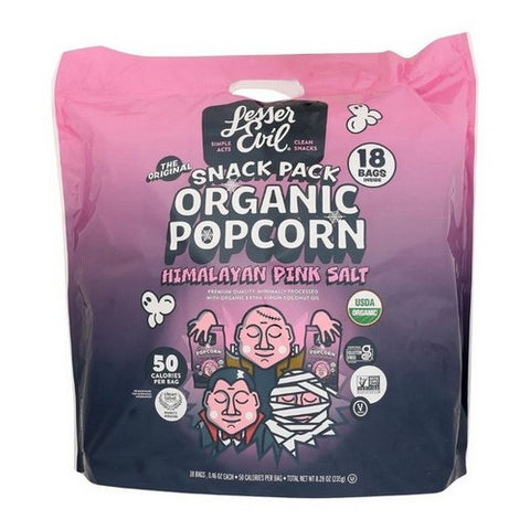 Lesser Evil, Organic Popcorn Himalayan Pink Salt, 0.46 Oz X 18 Count (Case Of 5)