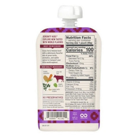 Serenity Kids, Grass Fed Beef Chimichurri, 3.5 Oz (Case Of 6) Serenity Kids