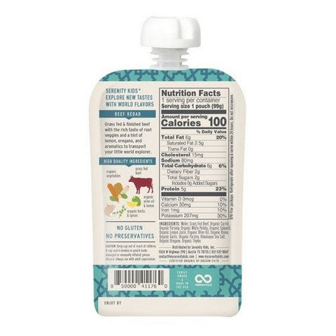 Serenity Kids, Beef Kebab Baby Food Pouch, 3.5 Oz (Case Of 6) Serenity Kids