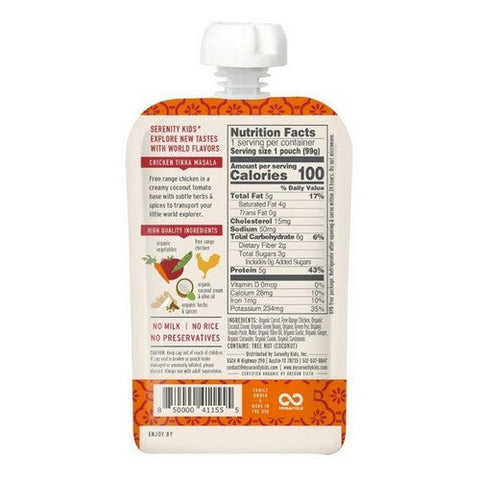 Serenity Kids, Chicken Tikka Masala Baby Food Pouch, 3.5 Oz (Case Of 6) Serenity Kids