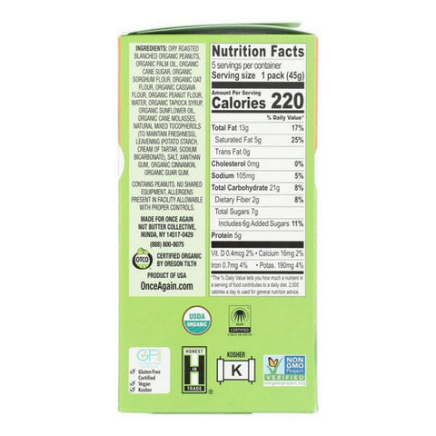 Once Again, Organic Gram Cracker Peanut Butter Sandwich, 7.95 Oz (Case Of 6)