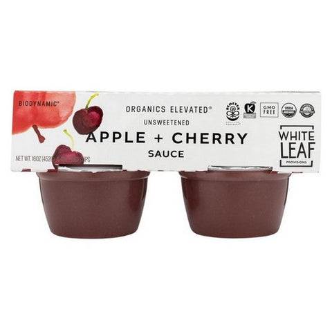 White Leaf Provisions, Elevated Unsweetened Apple Plus Cherry Sauce, 4 Oz X 4 Count (Case Of 6)