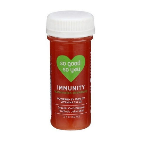 So Good So You, Immunity Watermelon Strawberry Probiotic Juice Shot, 1.7 Oz (Case Of 12)