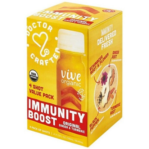 Vive Organic, Immunity Boost Original Ginger And Turmeric Shot, 2 Oz X 4 Count (Case Of 6) Vive Organic