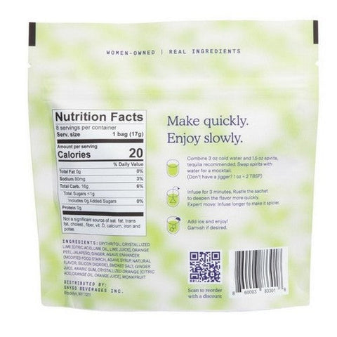 Sayso, Skinny Spicy Margarita Cocktail Mix, 4.68 Oz (Case Of 6) Sayso