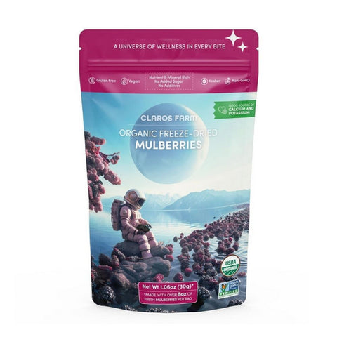 Claros Farm, Organic Freeze Dried Mulberries, 1.06 Oz (Case Of 10)