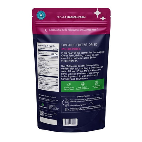 Claros Farm, Organic Freeze Dried Mulberries, 1.06 Oz (Case Of 10)