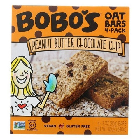 Bobo's Oat Bars, Vegan Gluten Free Peanut Butter Chocolate Chip Oat Bars, 4 Pack (Case Of 6)