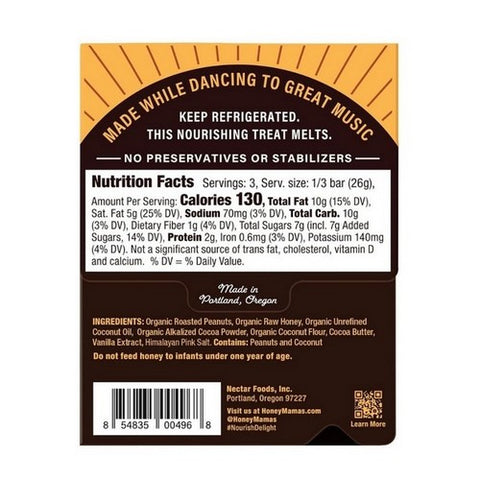 Honey Mamas, Peanut Butter Cup Cocoa Truffle Bars, 2.5 Oz (Case Of 12)
