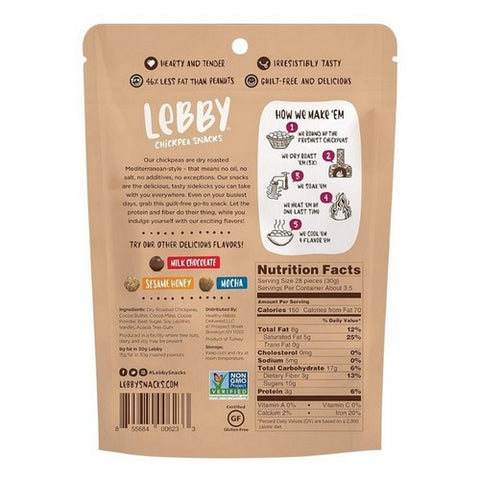 Lebby Snacks, Chickpea Dark Chocolate, 3.5 Oz (Case Of 6)